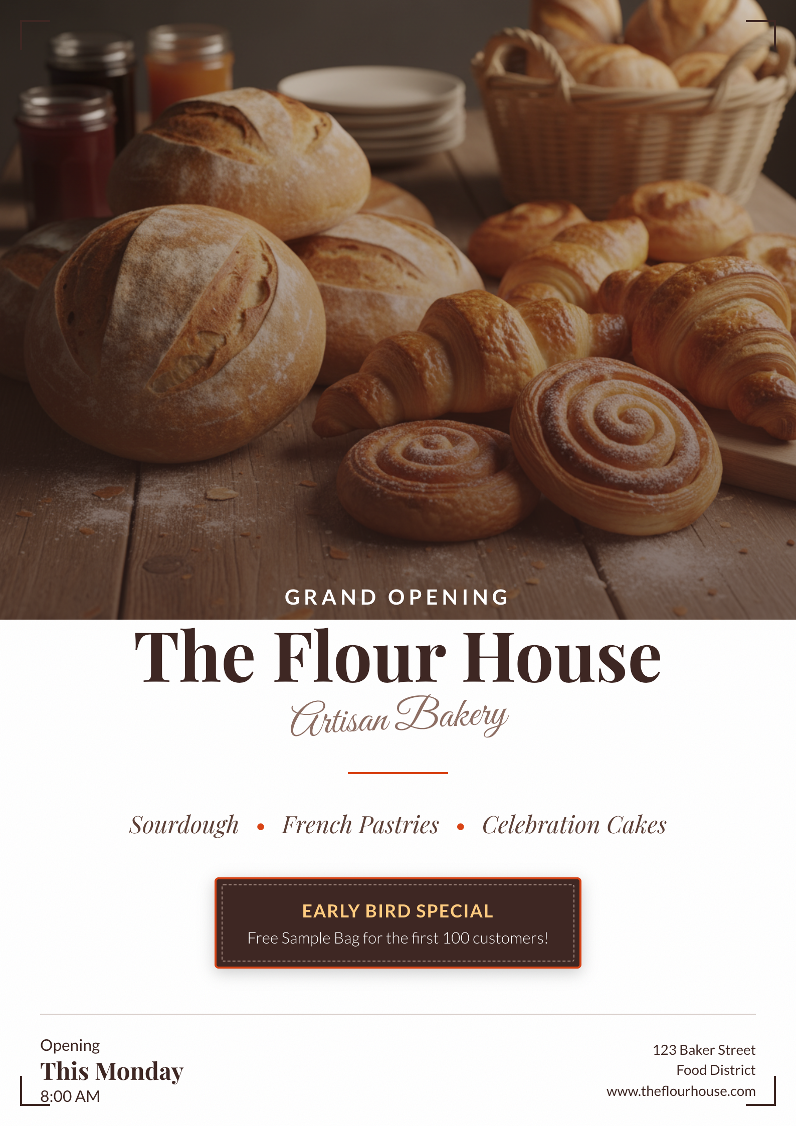 Example Bakery Opening Flyer Template A4