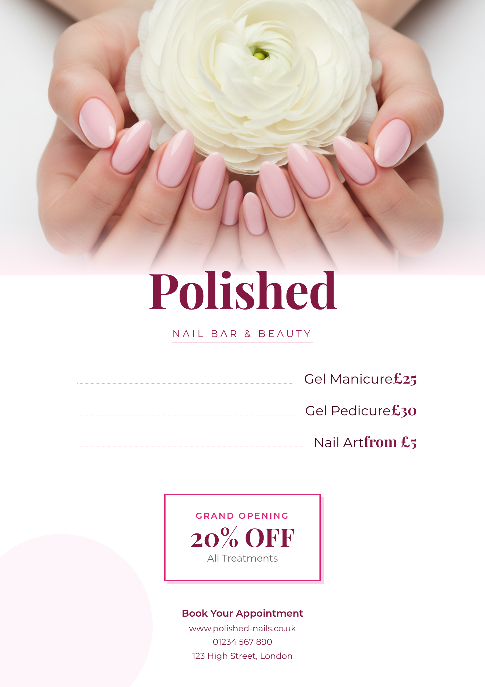 Example Nail Salon Flyer Template A4