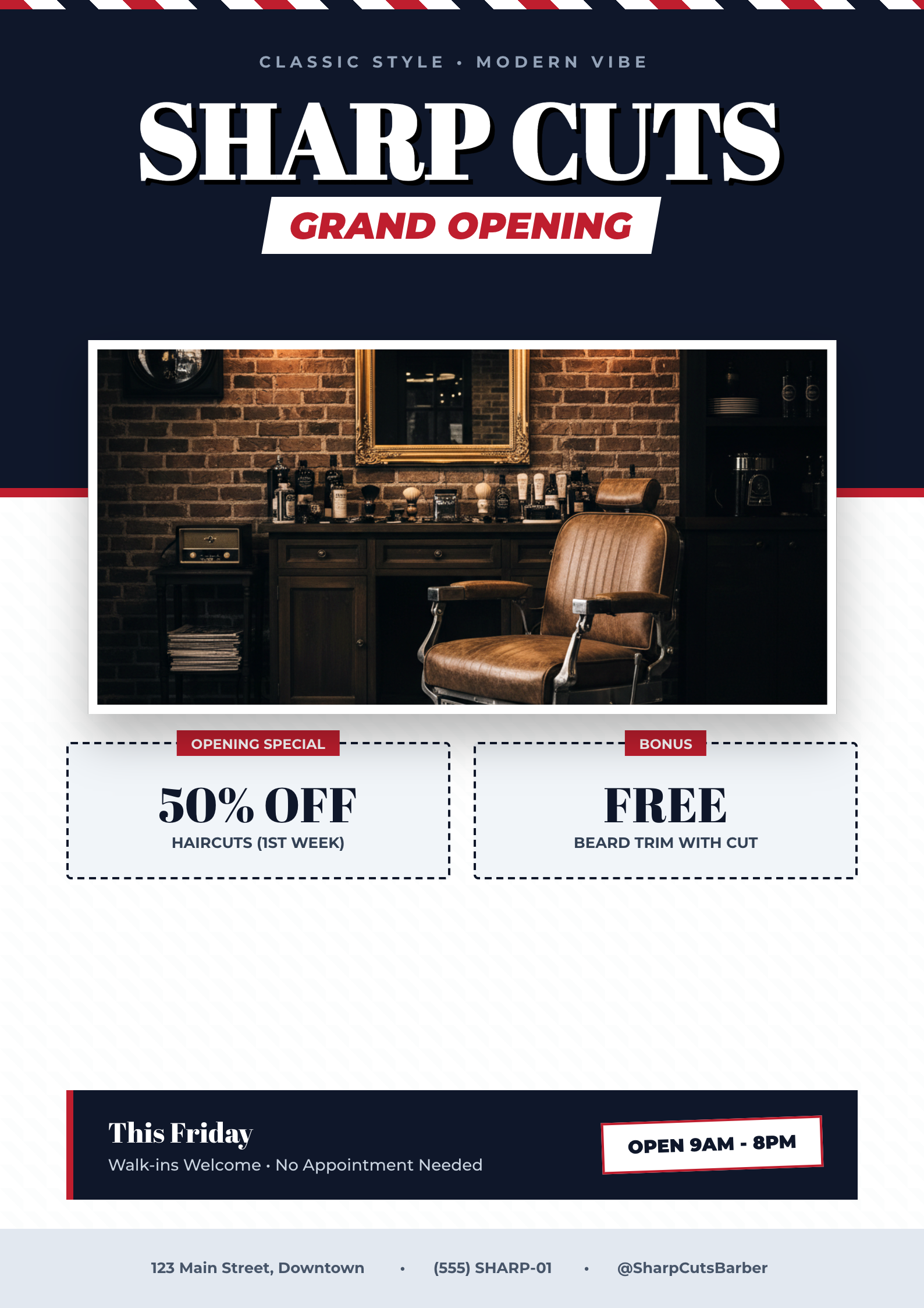 Example Barber Shop Grand Opening Flyer